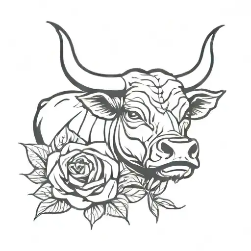 Bull With Roses Intertwined