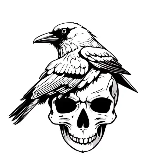 Crow On Skull