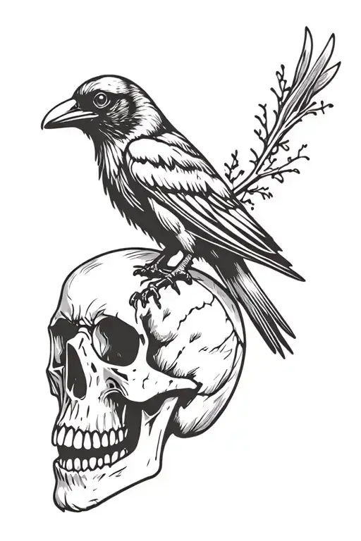 Crow On Skull