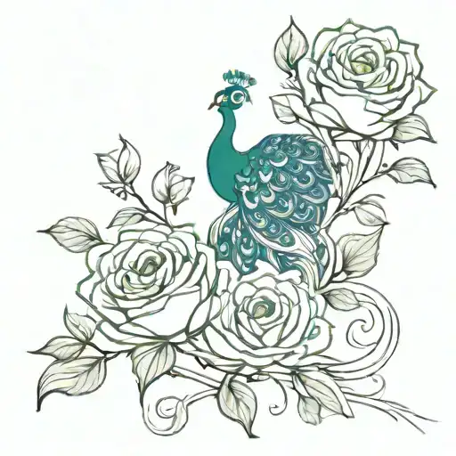 Peacock Roses Intertwined