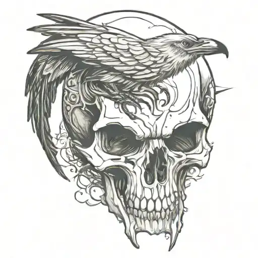 Wolf Skull And Raven