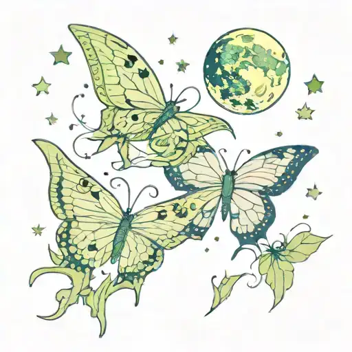 Actias Luna Y Moon And Stars