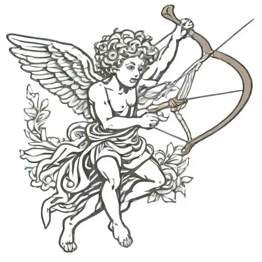 Cupid Shooting Arrow Into Own Head Fully Body Flying