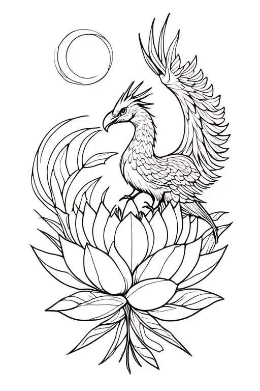Lotus Flower And Phoenix Rising From The Ashes Strength And Resilience Geometric Or Natural