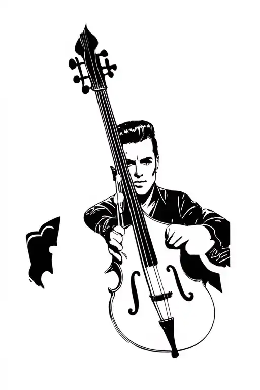 Rockabilly-guy Slapping His Contrabass