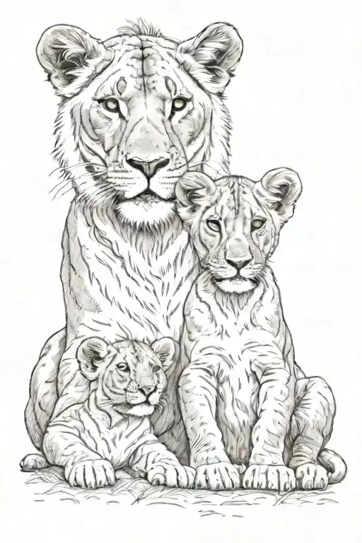 Lioness With Lion Cub