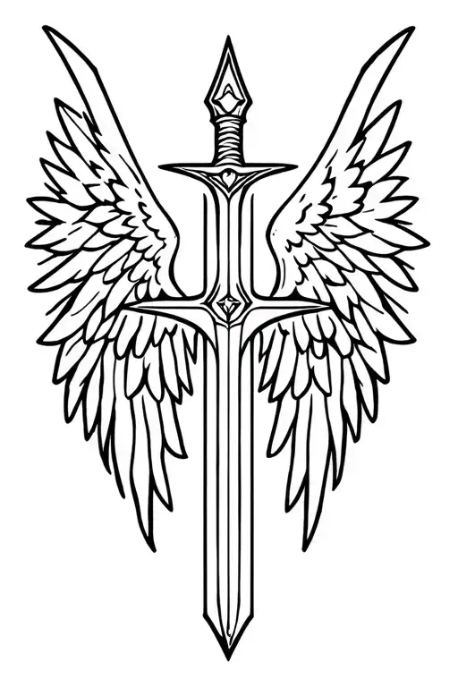 Greatsword In The Shape Of A Cross And With Wings Of An Angel Behind It