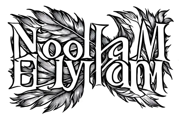 Feather And First Name Noham Elyham