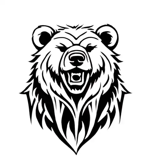 Realistic Bear With Viking Symbols