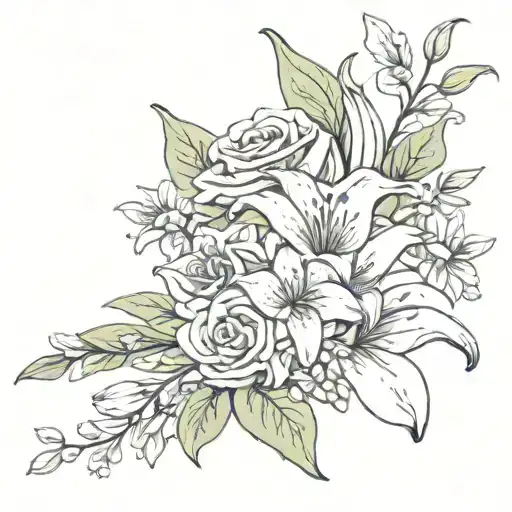 Lily And Rose Flower Boquet