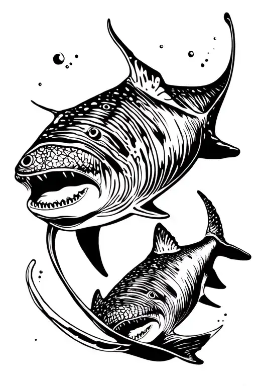 Sting Ray And Whale Shark Swimming