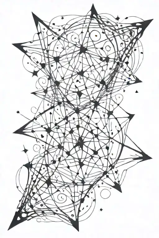 Four Point Stars In A Galaxy Of Cybersigil Ink Swirls