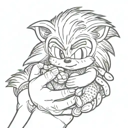 Sleeping Baby Sonic The Hedgehog Held In 2 Hands
