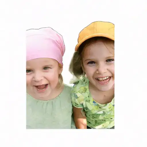 Two Little Girls Wearing Hats