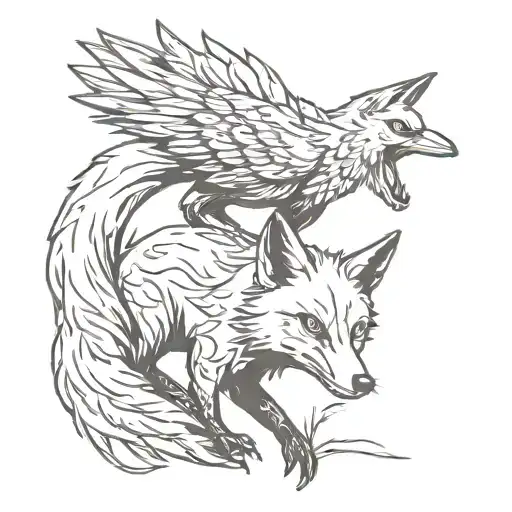 Fire Fox And A Crow