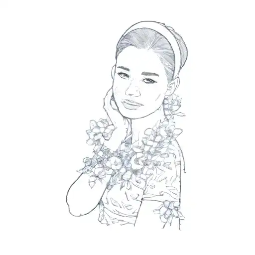 A Woman Wearing A Floral Headband