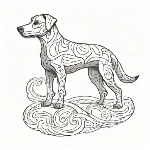 Create A Tattoo Of A Dog Silhouette Morphing Into An Endless Loop