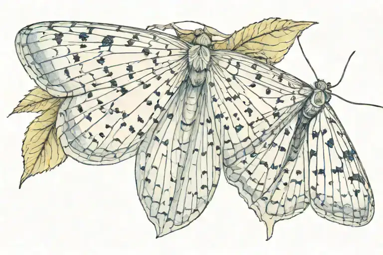 Moth Resting And Leaves Intertwined