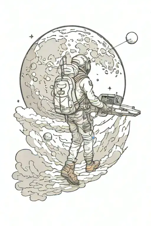 Moon And Traveller On It