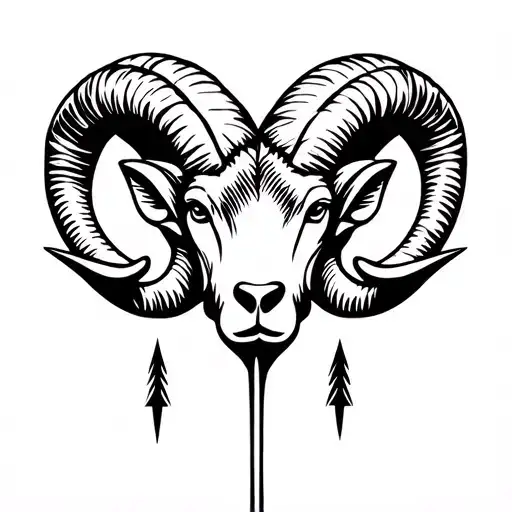 Ram Horns With An Arrow Piercing
