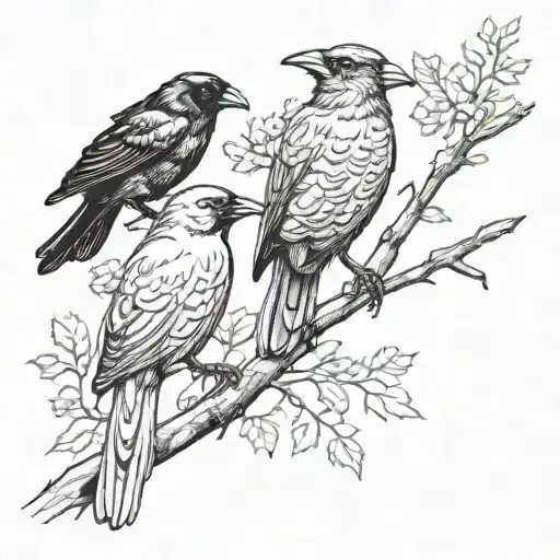 Crow And Cardinal