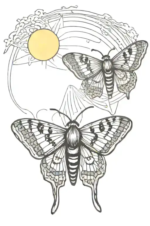 Moth With A Sun At The Background