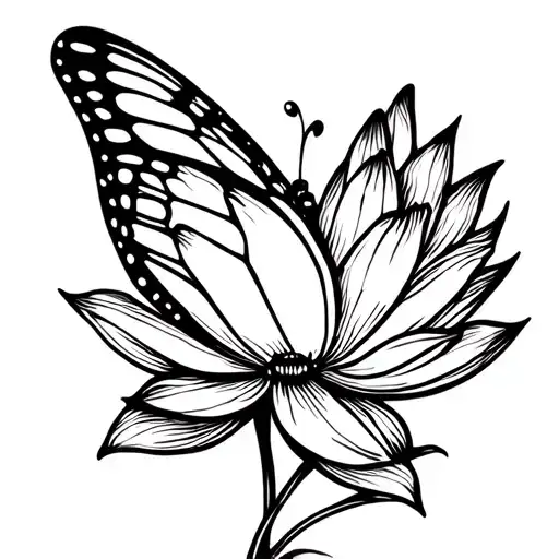 A Butterfly On A Lotus Flower