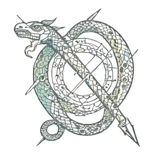 Sagittarius Arrow With Snake Arround The Arrow