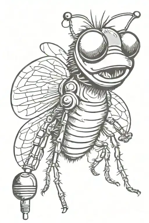 70S Cartoon Of A Fly With A Microphone