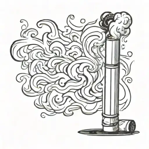 2D Cartoon Cigarette Burning Black And White