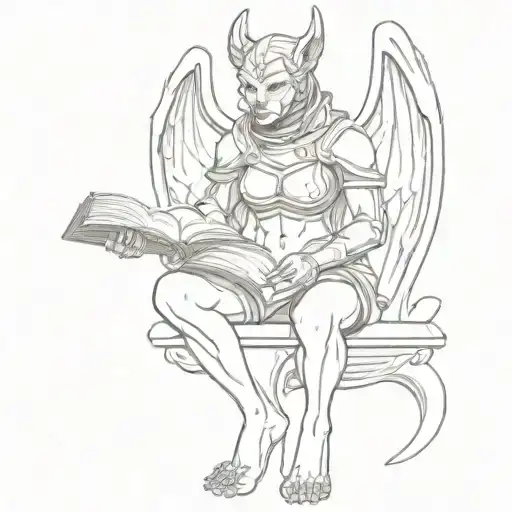 Female Gargoyle Warrior With A Book