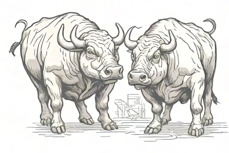 Stock Market Bull And Bear Staring