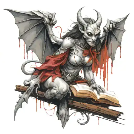 Female Gargoyle Warrior With A Book