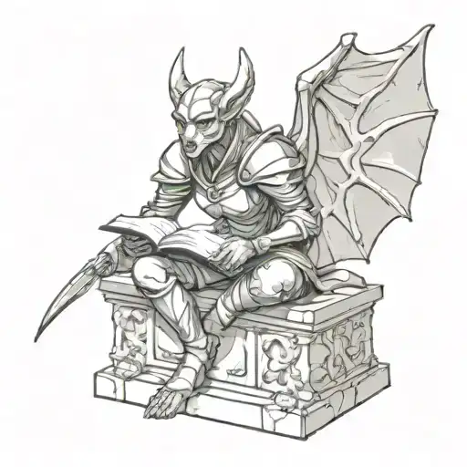 Female Gargoyle Warrior With A Book