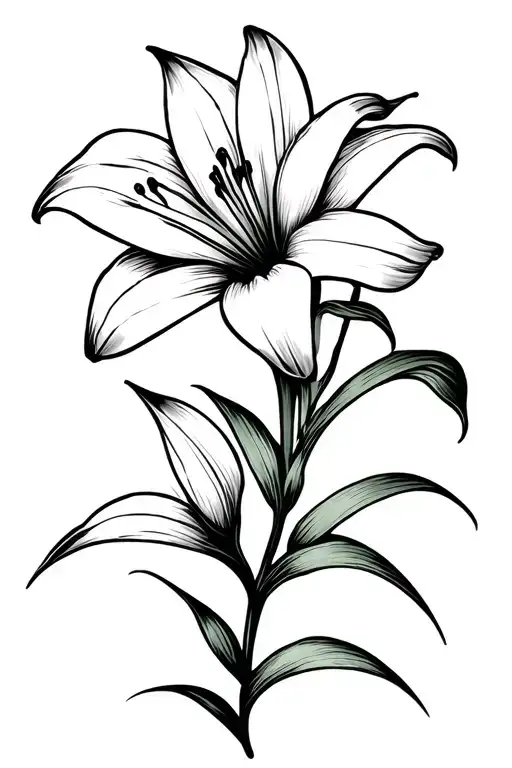 Lillies Fine Line Delicate Shoulder Arm Tattoo Design