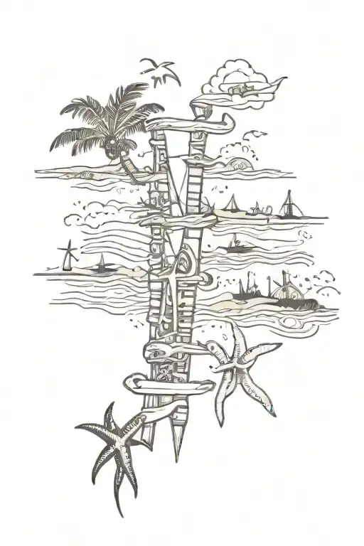 Beach Related Symbols Down The Spine