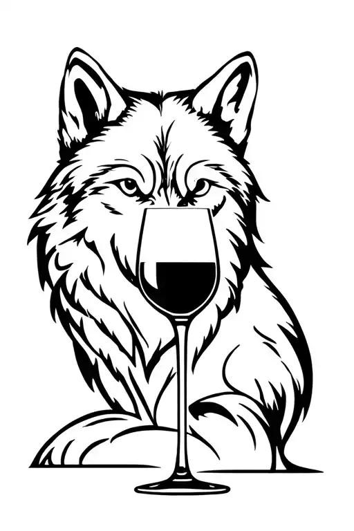 Cool Wolf With Wine Glass Filled