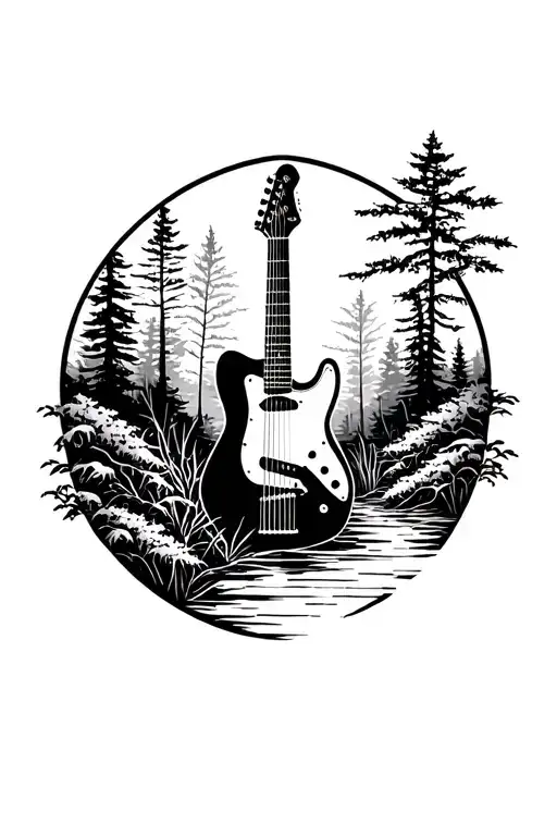 Guitar And Nature Scene