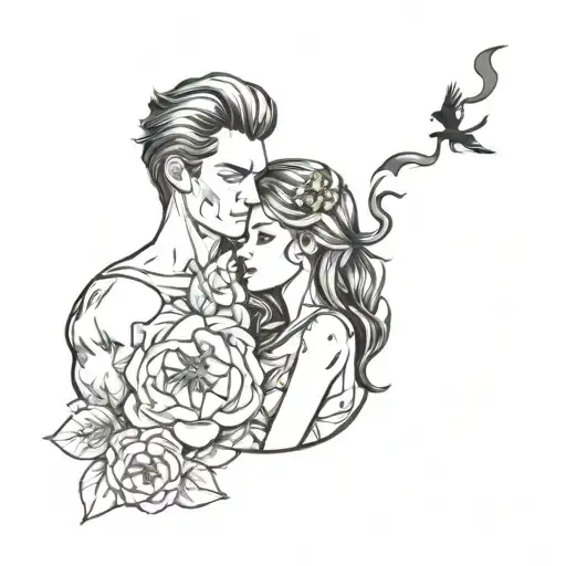 Couple Tattoo Black And White