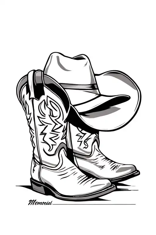Cowboy Boots And Cowboy Hat Memorial
