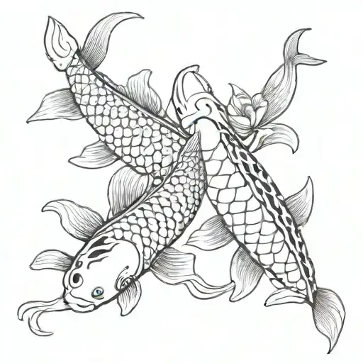 2 Koi Fish With Flower S