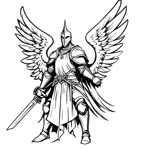 Guardian Knight Holding A Sword With Wings