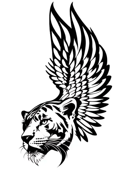 Minimalist Side Neck Tattoo For Men With Panther Side Face And Eagle Wings