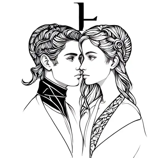 Gemini Aries Couple Looking To Eachother With Initials K L