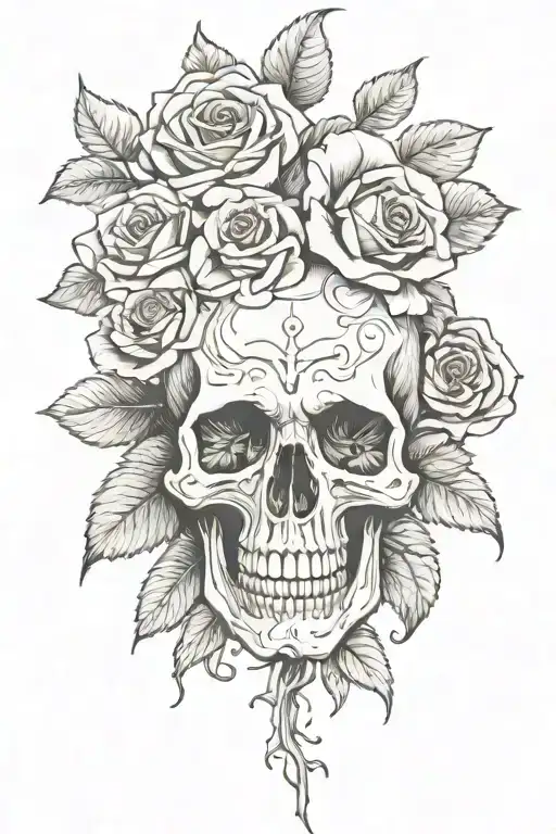 Skull And Roses With Shade