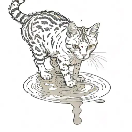 A Cat Standing In A Puddle