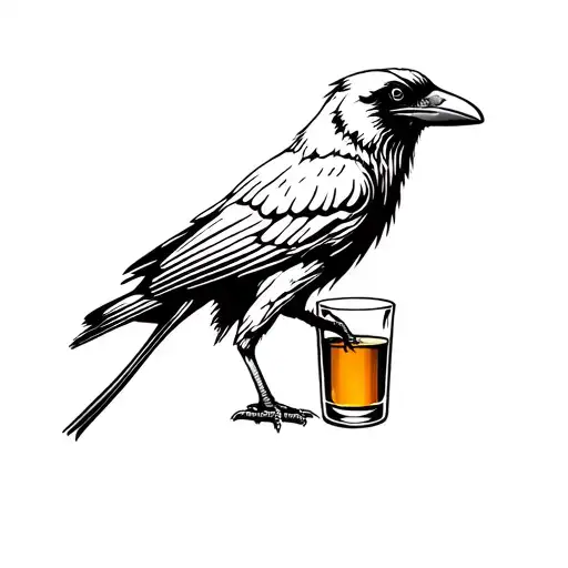 Crow With Whisky Glass