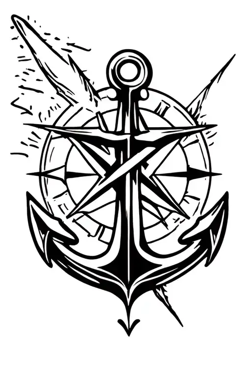 Anchor And Compass Rose