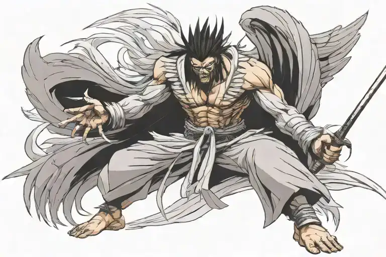 Hybrid Of Kenpachi Zaraki And Owl In A Battle Pose