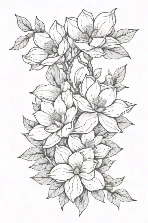 Combine Magnolia Flowers With Abstract Geometric Shapes In A